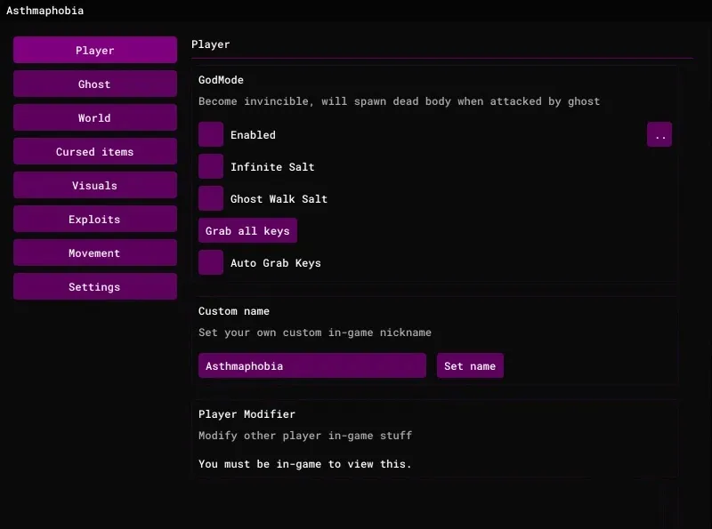恐鬼症 Asthmaphobia v0.16.0.1免费多功能辅助